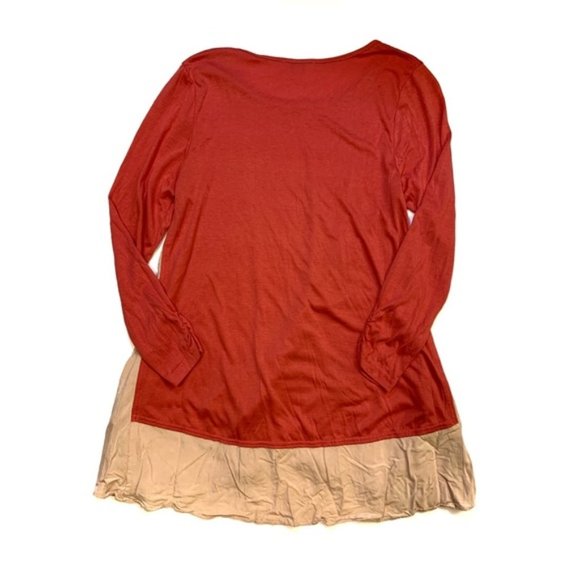 Umgee Pink Color Block Boho Casual Flowy Loose Fit Tunic Blouse Size Small - Picture 4 of 4